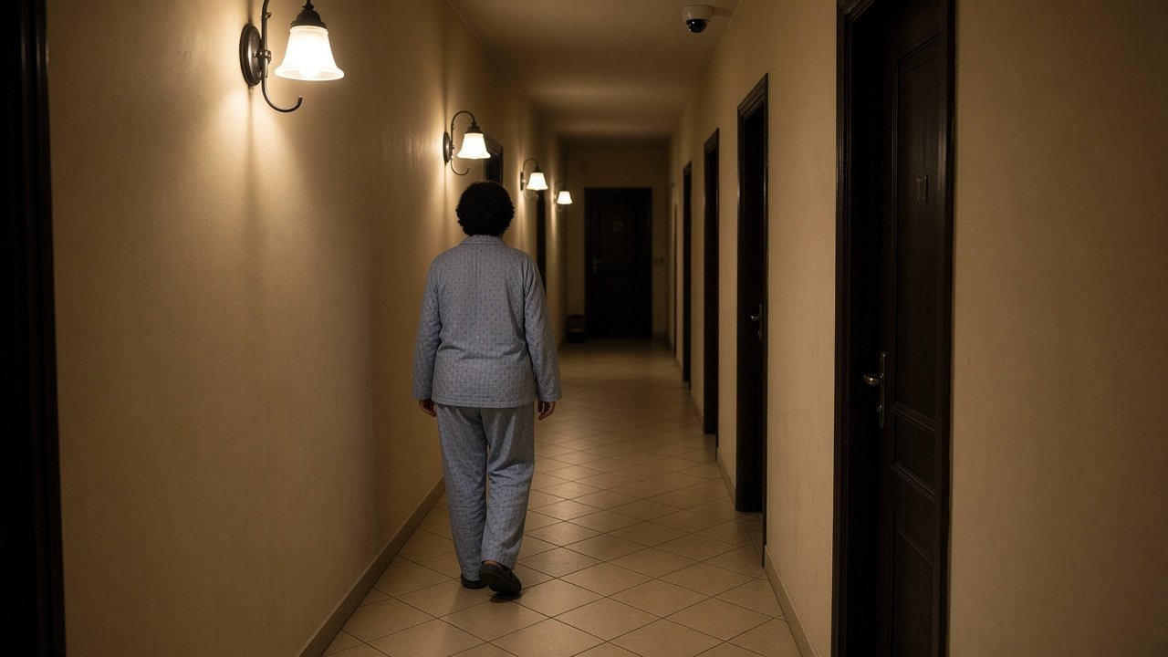 Hausflur, Person im Schlafanzug